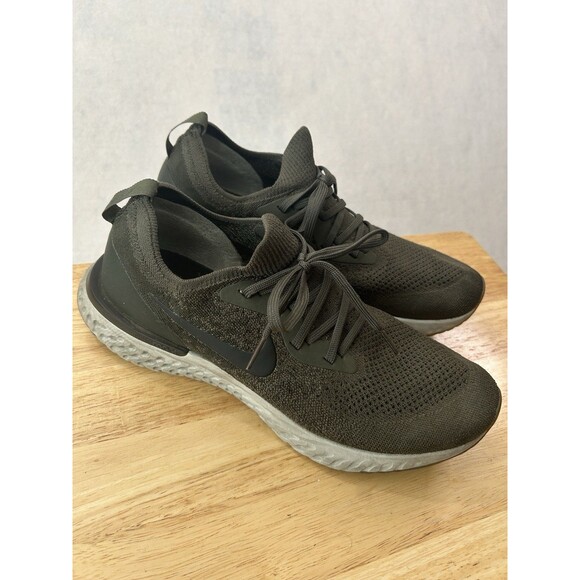 Nike Other - Nike Epic React Flyknit Cargo Khaki Men 9.5 Olive Green Running Shoes AQ0067-300